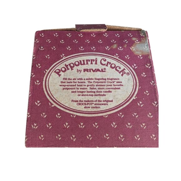 Vintage Rival Potpourri Crock Pot 3206 Green Lace Roses Tested Working - Picture 8 of 10